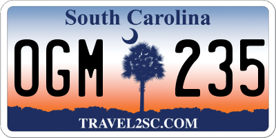SC license plate OGM235