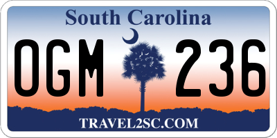 SC license plate OGM236