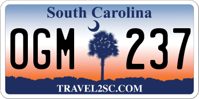 SC license plate OGM237