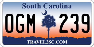 SC license plate OGM239