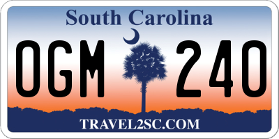 SC license plate OGM240
