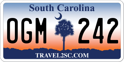 SC license plate OGM242