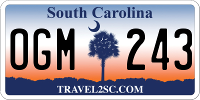SC license plate OGM243