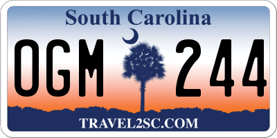 SC license plate OGM244