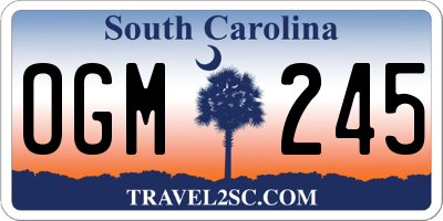 SC license plate OGM245