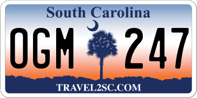 SC license plate OGM247