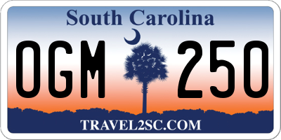 SC license plate OGM250