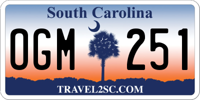 SC license plate OGM251