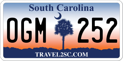 SC license plate OGM252