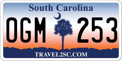 SC license plate OGM253