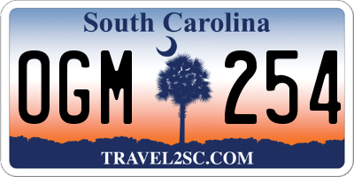 SC license plate OGM254
