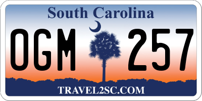 SC license plate OGM257