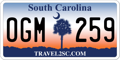 SC license plate OGM259