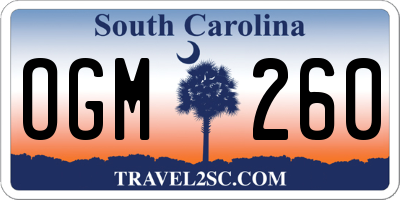 SC license plate OGM260