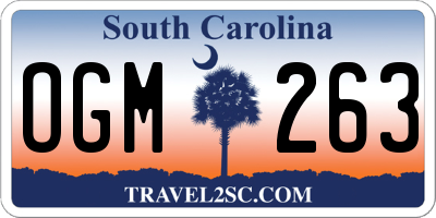 SC license plate OGM263