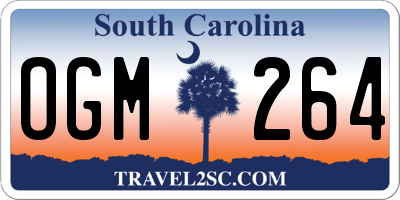 SC license plate OGM264