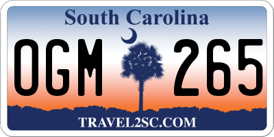 SC license plate OGM265