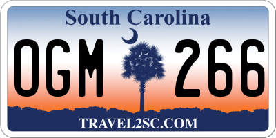 SC license plate OGM266