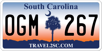 SC license plate OGM267