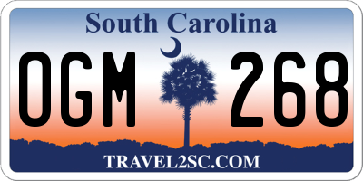 SC license plate OGM268