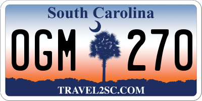 SC license plate OGM270