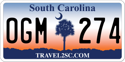 SC license plate OGM274