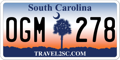 SC license plate OGM278