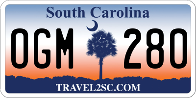 SC license plate OGM280