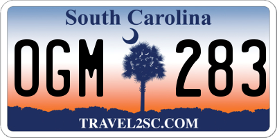 SC license plate OGM283
