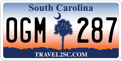 SC license plate OGM287