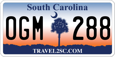 SC license plate OGM288