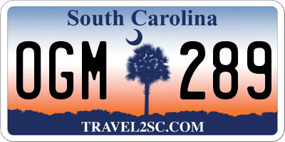 SC license plate OGM289