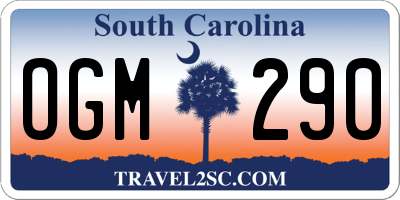 SC license plate OGM290