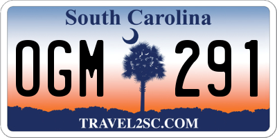SC license plate OGM291