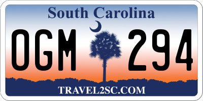 SC license plate OGM294