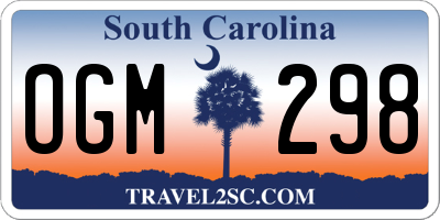 SC license plate OGM298