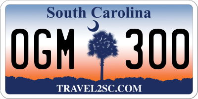 SC license plate OGM300