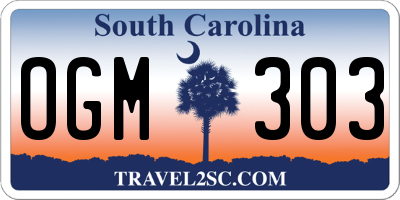 SC license plate OGM303
