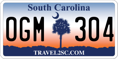 SC license plate OGM304