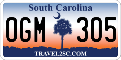SC license plate OGM305