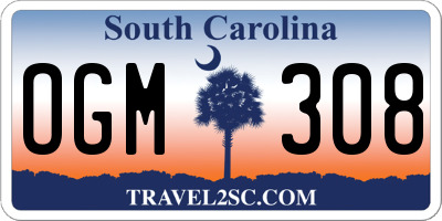 SC license plate OGM308
