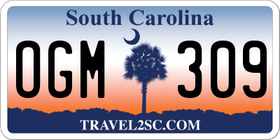 SC license plate OGM309