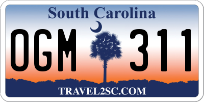 SC license plate OGM311