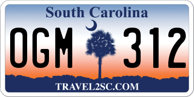 SC license plate OGM312