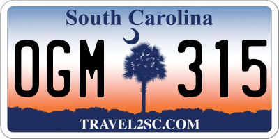 SC license plate OGM315