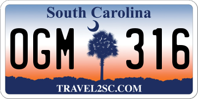 SC license plate OGM316