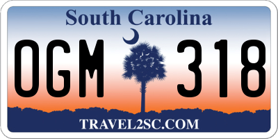 SC license plate OGM318