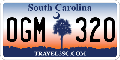 SC license plate OGM320