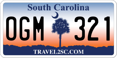 SC license plate OGM321