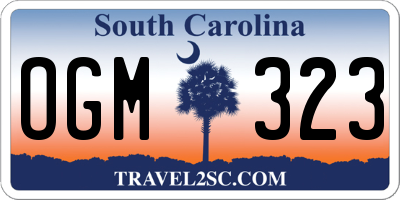 SC license plate OGM323